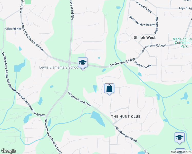 map of restaurants, bars, coffee shops, grocery stores, and more near 2452 Lorien Glen Northwest in Kennesaw