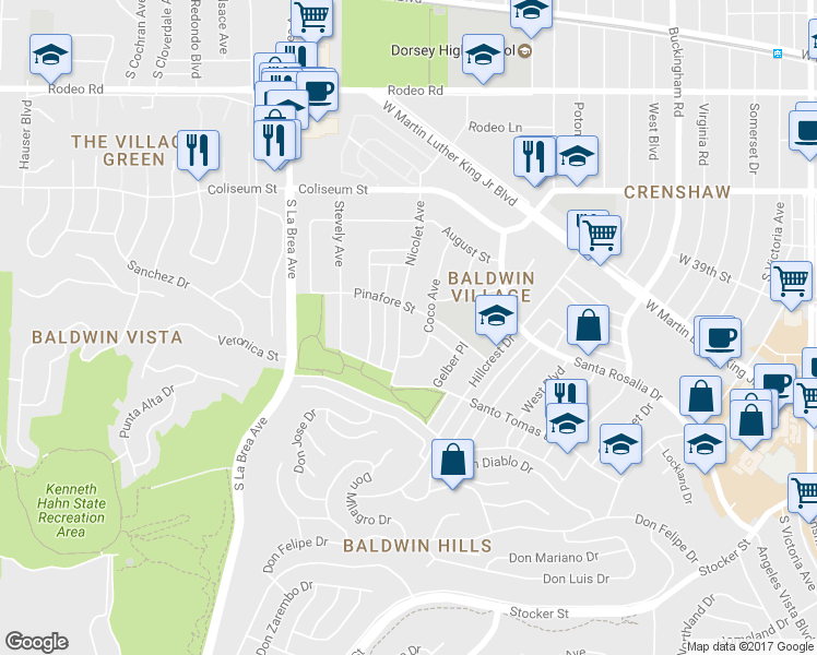 map of restaurants, bars, coffee shops, grocery stores, and more near 4017 Nicolet Avenue in Los Angeles