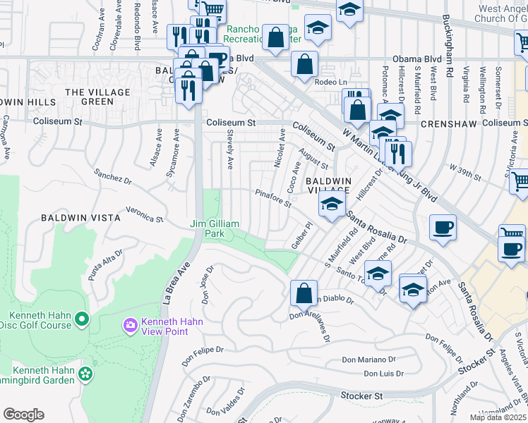 map of restaurants, bars, coffee shops, grocery stores, and more near 4017 Nicolet Avenue in Los Angeles