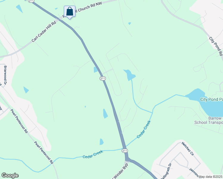 map of restaurants, bars, coffee shops, grocery stores, and more near 155 Knightsbridge Lane in Winder