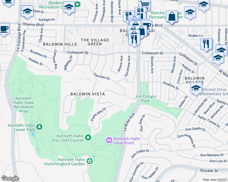 map of restaurants, bars, coffee shops, grocery stores, and more near 5211 Veronica Street in Los Angeles