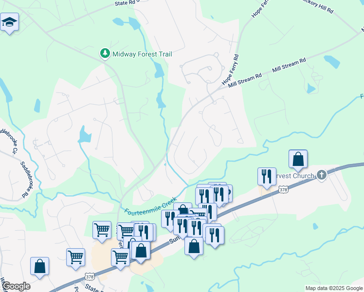 map of restaurants, bars, coffee shops, grocery stores, and more near 125 Royal Creek Drive in Lexington