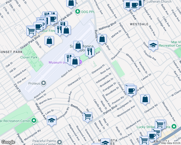 map of restaurants, bars, coffee shops, grocery stores, and more near 12625 Stanwood Place in Los Angeles