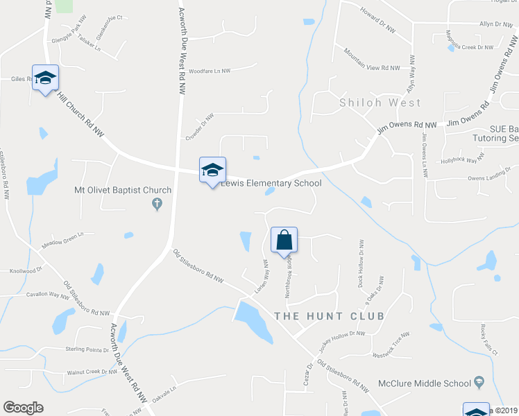map of restaurants, bars, coffee shops, grocery stores, and more near 2452 Lorien Glen Northwest in Kennesaw