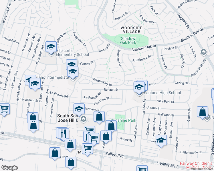 map of restaurants, bars, coffee shops, grocery stores, and more near 1942 Hawaii Street in West Covina