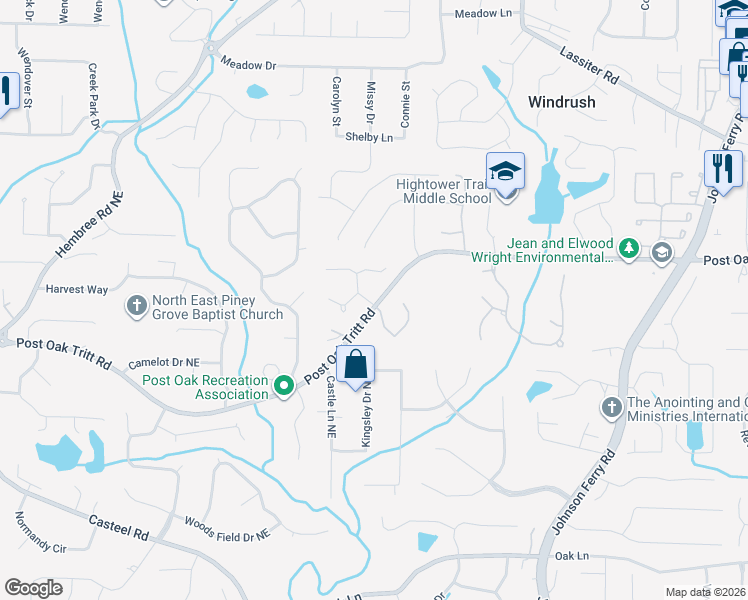 map of restaurants, bars, coffee shops, grocery stores, and more near 3689 Bellegrove Ridge in Marietta