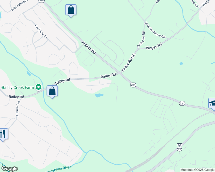 map of restaurants, bars, coffee shops, grocery stores, and more near 3725 Burnt Hickory Drive in Dacula
