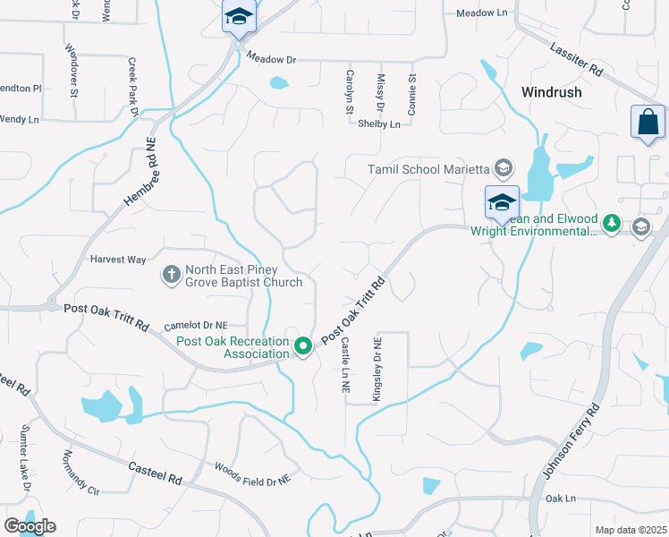 map of restaurants, bars, coffee shops, grocery stores, and more near 3652 Brisbane Drive in Marietta