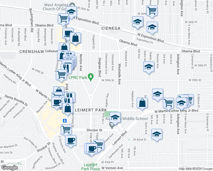 map of restaurants, bars, coffee shops, grocery stores, and more near 3916 Cherrywood Avenue in Los Angeles