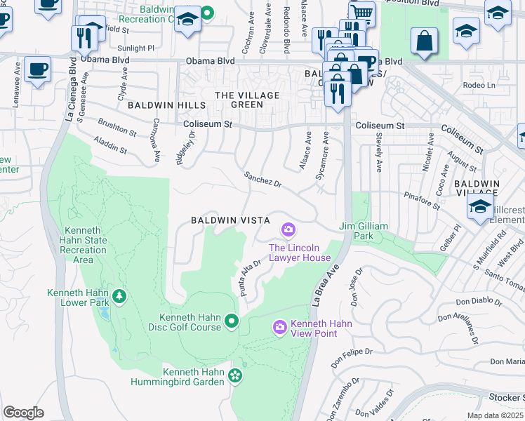 map of restaurants, bars, coffee shops, grocery stores, and more near 5245 Veronica Street in Los Angeles