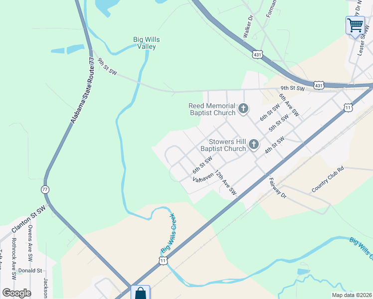 map of restaurants, bars, coffee shops, grocery stores, and more near 1205 7th Street Southwest in Attalla