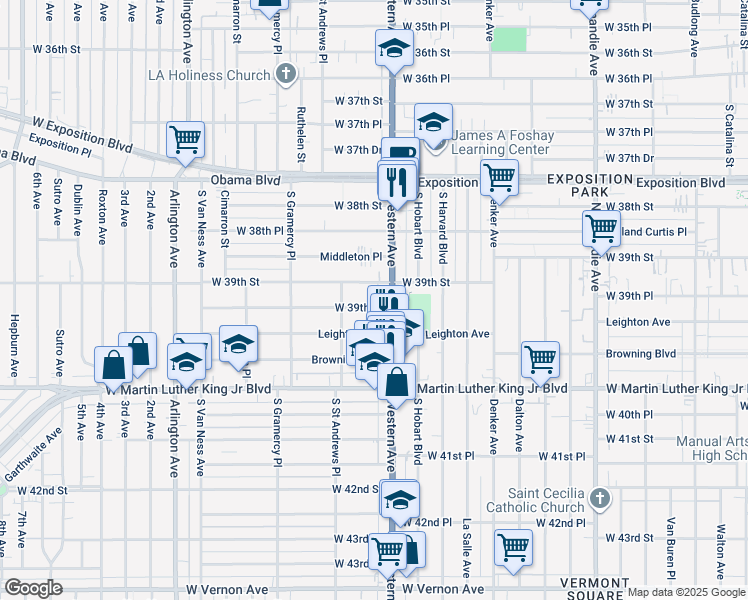 map of restaurants, bars, coffee shops, grocery stores, and more near in Los Angeles