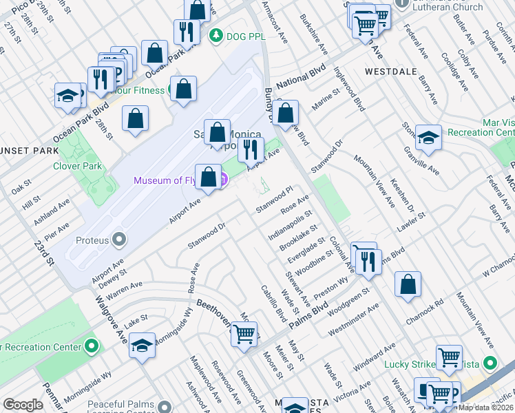 map of restaurants, bars, coffee shops, grocery stores, and more near 12625 Stanwood Place in Los Angeles