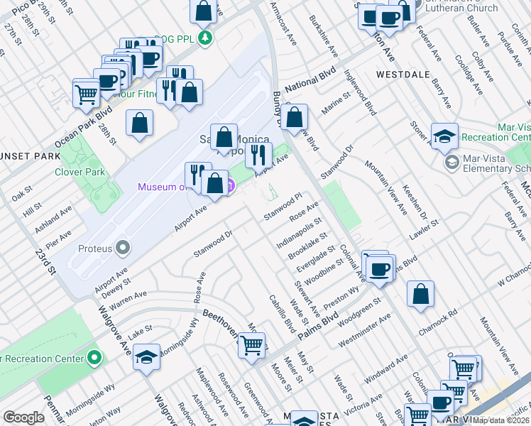 map of restaurants, bars, coffee shops, grocery stores, and more near 12625 Stanwood Place in Los Angeles