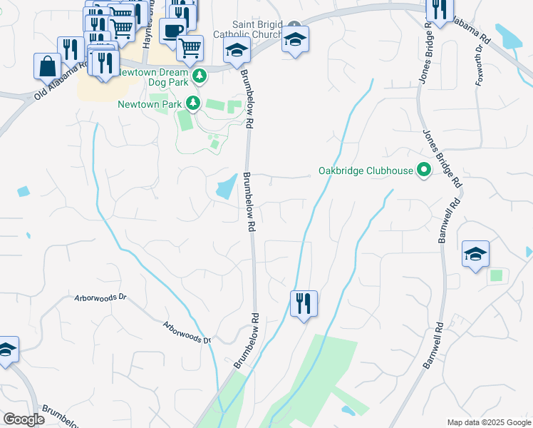 map of restaurants, bars, coffee shops, grocery stores, and more near 110 Cupit Close in Alpharetta