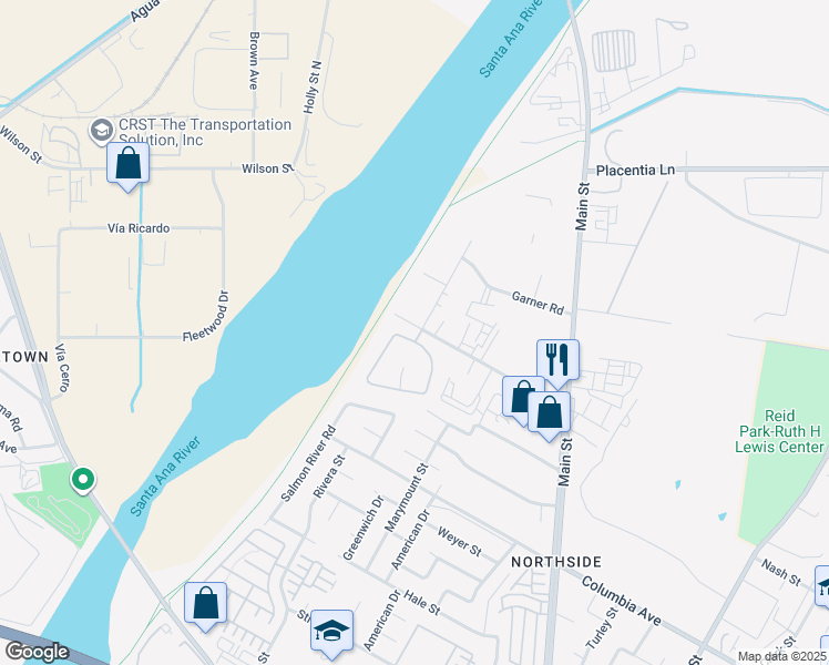 map of restaurants, bars, coffee shops, grocery stores, and more near 4421 Cherry Grove in Riverside