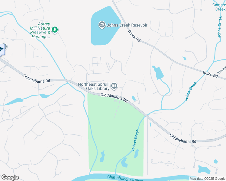 map of restaurants, bars, coffee shops, grocery stores, and more near 9560 Spruill Road in Alpharetta
