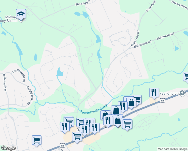 map of restaurants, bars, coffee shops, grocery stores, and more near 381 Midway Road in Lexington