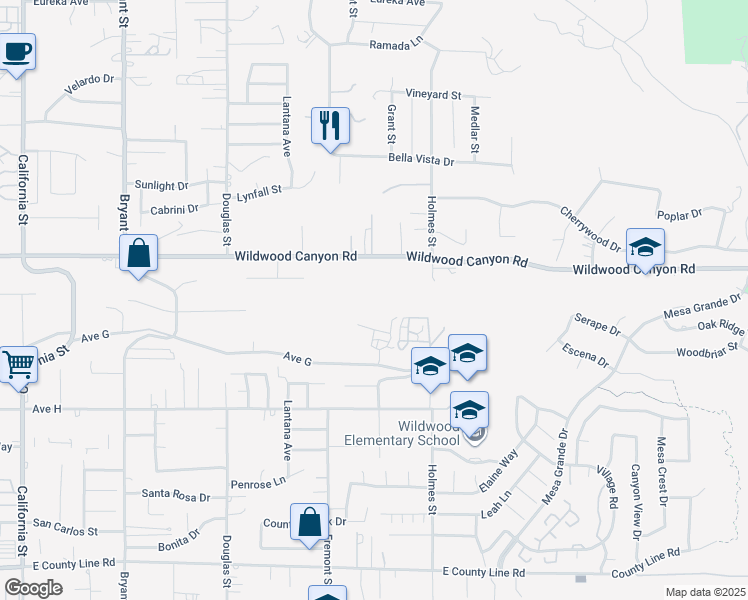 map of restaurants, bars, coffee shops, grocery stores, and more near 33575 #2 Yucaipa Boulevard in Yucaipa