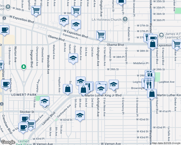 map of restaurants, bars, coffee shops, grocery stores, and more near 3911 2nd Avenue in Los Angeles