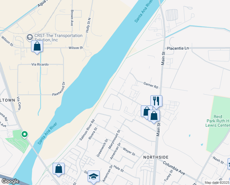 map of restaurants, bars, coffee shops, grocery stores, and more near 4421 Cherry Grove in Riverside