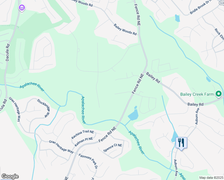 map of restaurants, bars, coffee shops, grocery stores, and more near 443 4 Seasons Court Northeast in Dacula