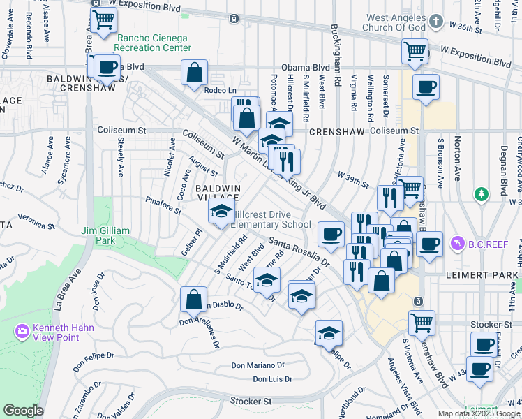 map of restaurants, bars, coffee shops, grocery stores, and more near 4142 Palmwood Drive in Los Angeles