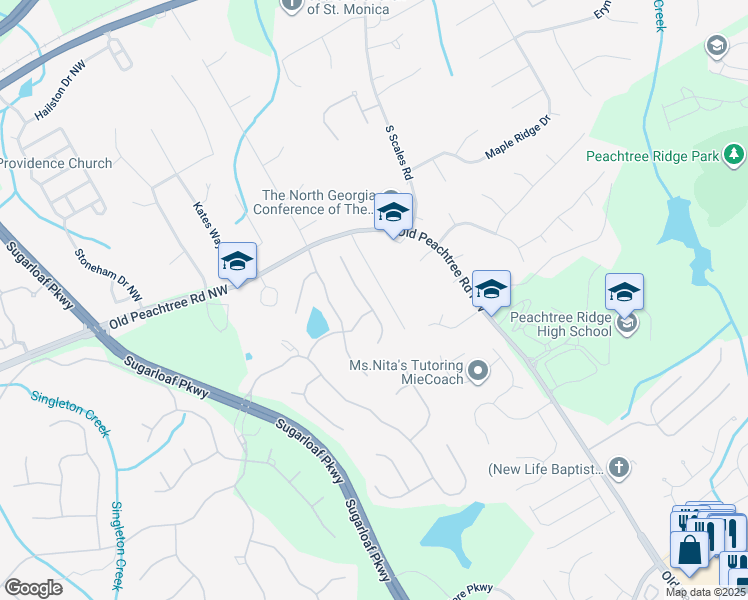 map of restaurants, bars, coffee shops, grocery stores, and more near 3237 Birkdale Avenue in Duluth