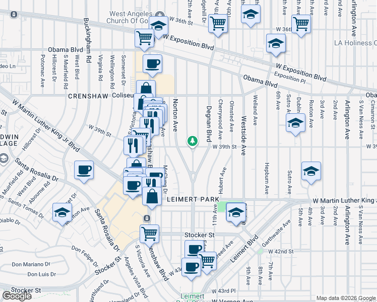 map of restaurants, bars, coffee shops, grocery stores, and more near 3907 Edgehill Drive in Los Angeles