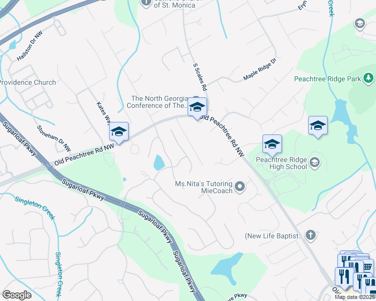 map of restaurants, bars, coffee shops, grocery stores, and more near 3237 Birkdale Avenue in Duluth
