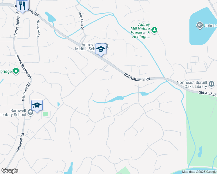 map of restaurants, bars, coffee shops, grocery stores, and more near 2008 West Cavendish Court in Alpharetta