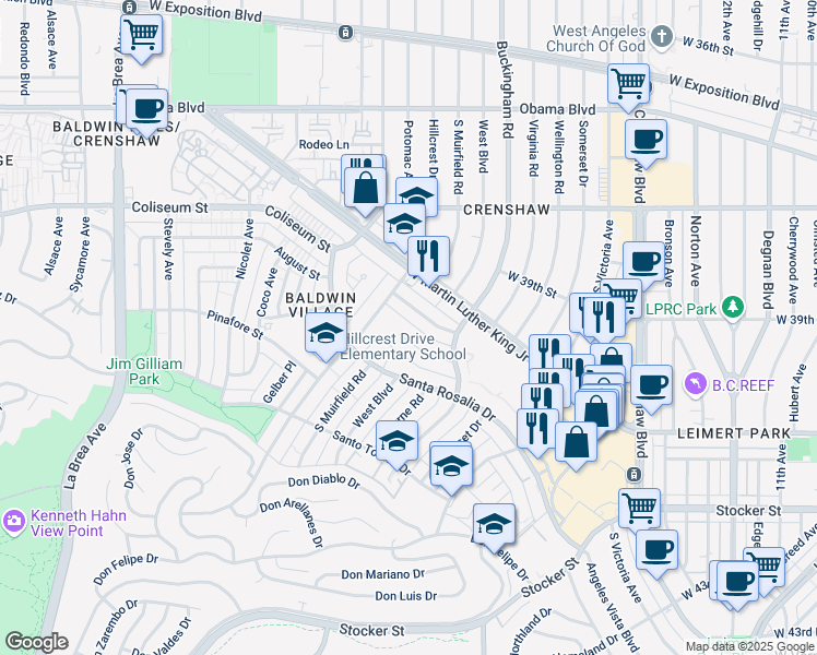 map of restaurants, bars, coffee shops, grocery stores, and more near 4131 Palmwood Drive in Los Angeles