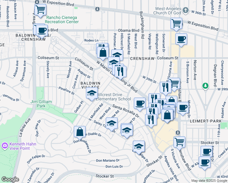map of restaurants, bars, coffee shops, grocery stores, and more near 4131 Palmwood Drive in Los Angeles