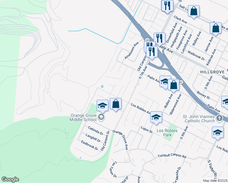 map of restaurants, bars, coffee shops, grocery stores, and more near 1454 Ameluxen Avenue in Hacienda Heights