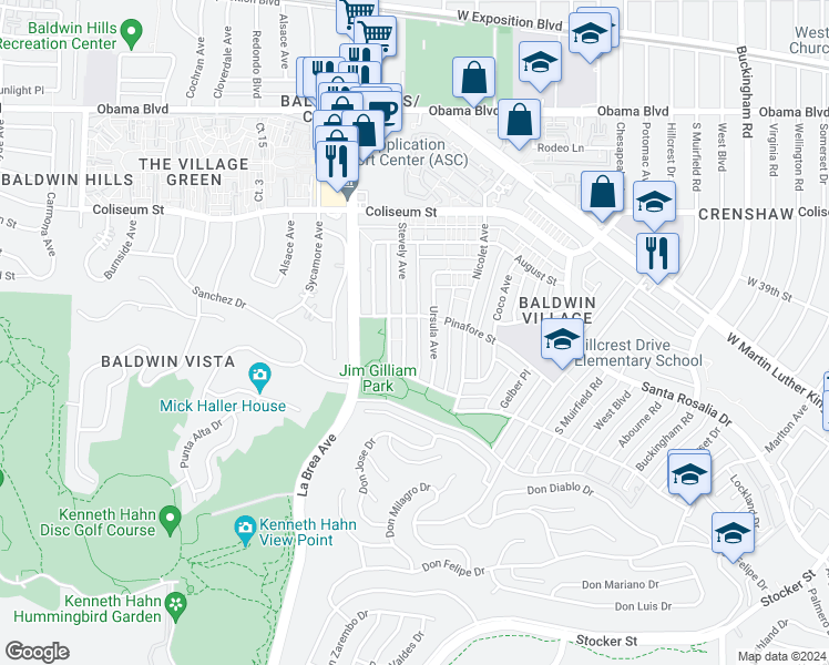 map of restaurants, bars, coffee shops, grocery stores, and more near 4032 Stevely Avenue in Los Angeles