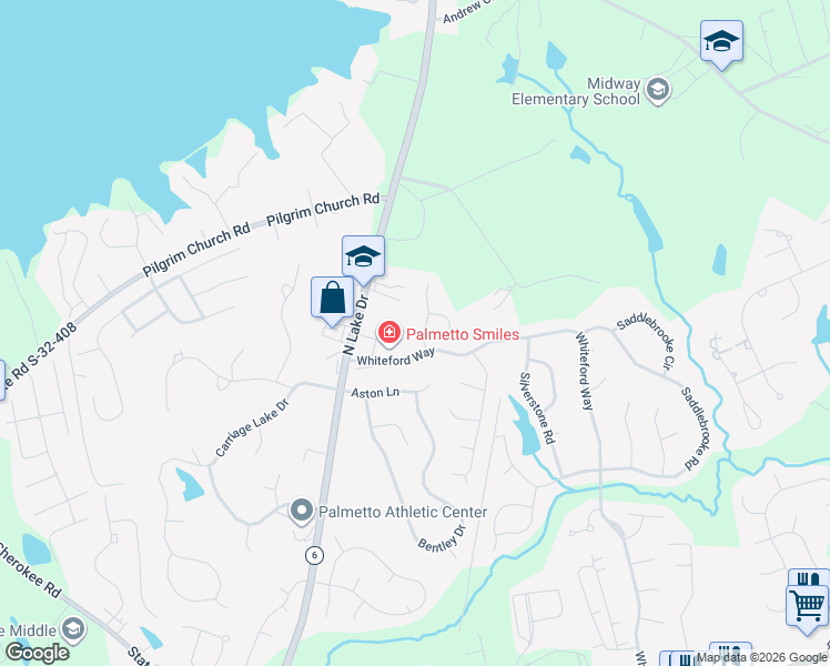 map of restaurants, bars, coffee shops, grocery stores, and more near 151 Whiteford Way in Lexington