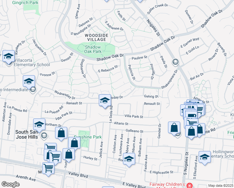 map of restaurants, bars, coffee shops, grocery stores, and more near 2301 Cravath Court in West Covina