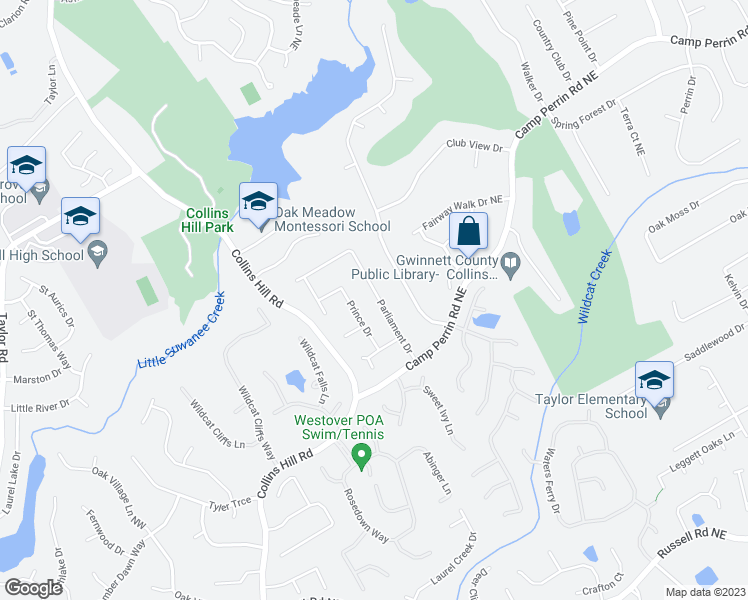 map of restaurants, bars, coffee shops, grocery stores, and more near 2040 Parliament Drive in Lawrenceville