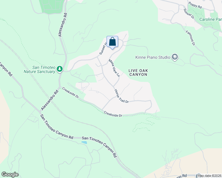 map of restaurants, bars, coffee shops, grocery stores, and more near 2020 Horse Trail Drive in Redlands