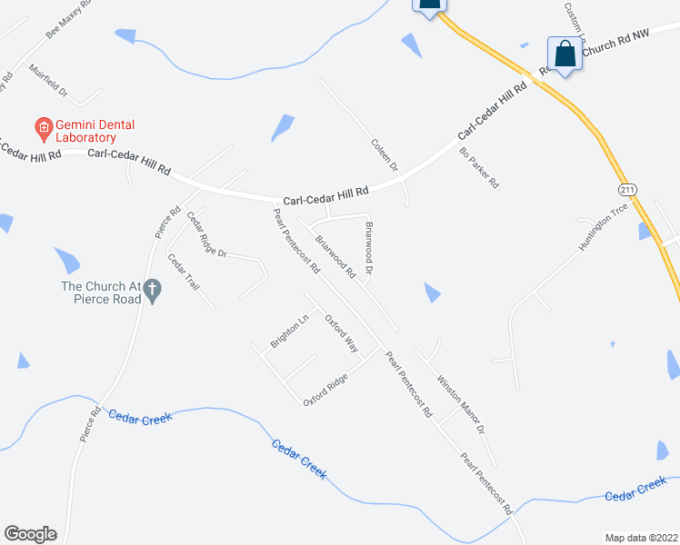 map of restaurants, bars, coffee shops, grocery stores, and more near 421 Briarwood Road in Winder