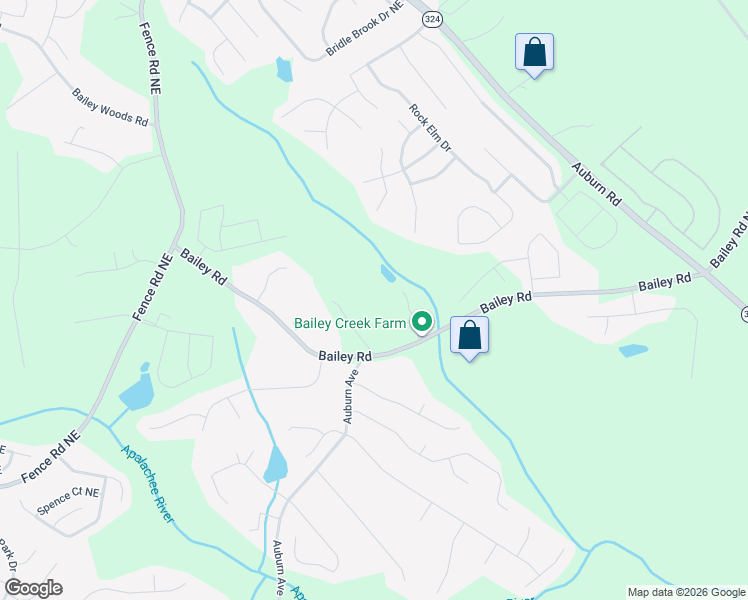map of restaurants, bars, coffee shops, grocery stores, and more near 3287 Bailey Road in Dacula