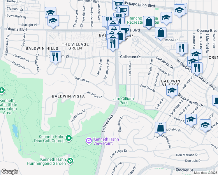 map of restaurants, bars, coffee shops, grocery stores, and more near 5110 Orange Place in Los Angeles