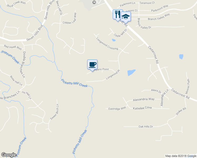 map of restaurants, bars, coffee shops, grocery stores, and more near 568 Longwood Place in Dallas