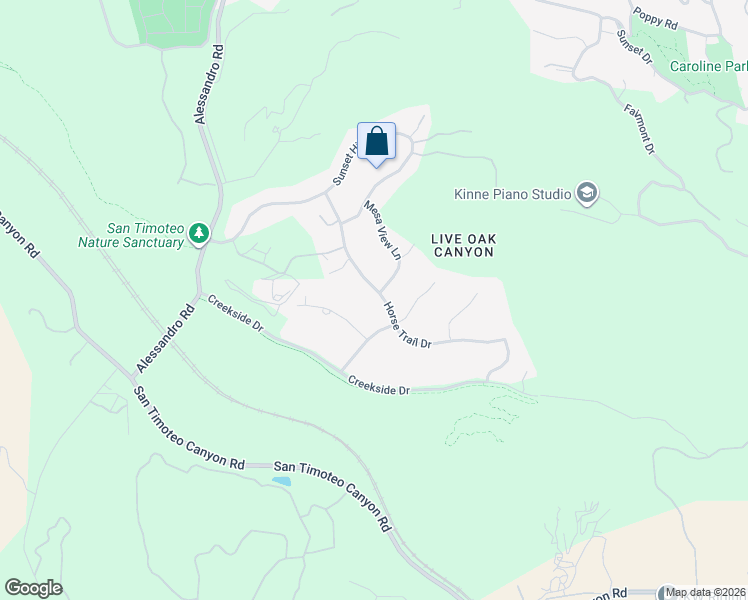 map of restaurants, bars, coffee shops, grocery stores, and more near 2020 Horse Trail Drive in Redlands