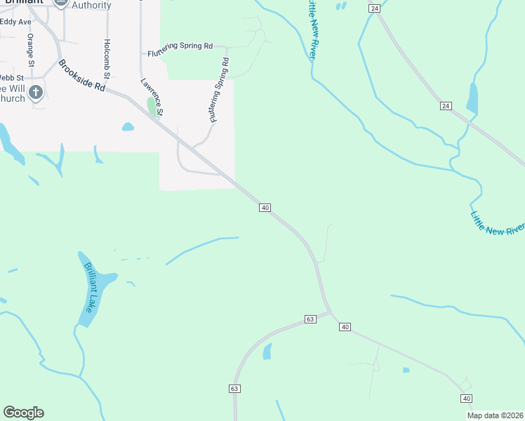 map of restaurants, bars, coffee shops, grocery stores, and more near 2861 County Road 40 in Brilliant