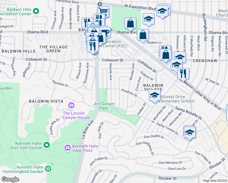 map of restaurants, bars, coffee shops, grocery stores, and more near 4032 Stevely Avenue in Los Angeles
