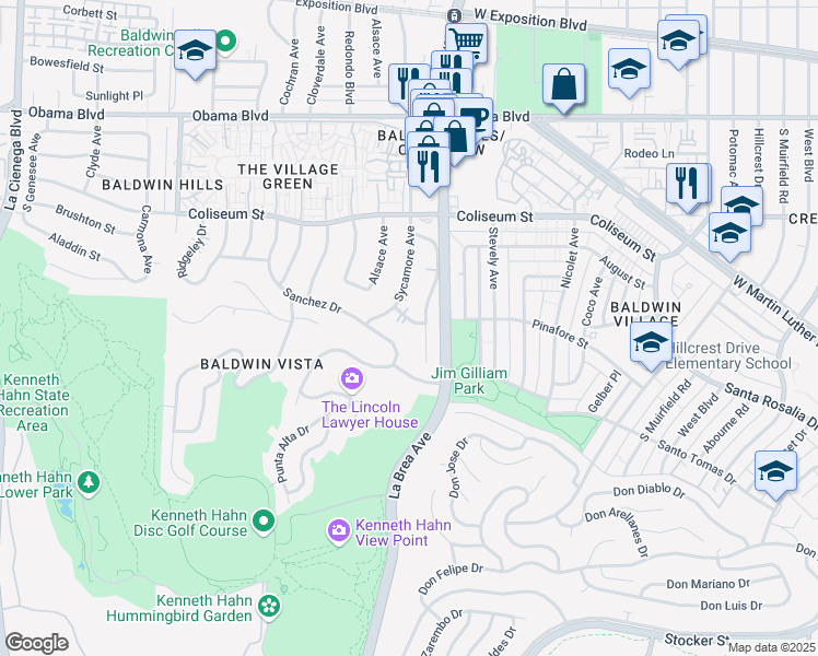 map of restaurants, bars, coffee shops, grocery stores, and more near 5116 Orange Place in Los Angeles