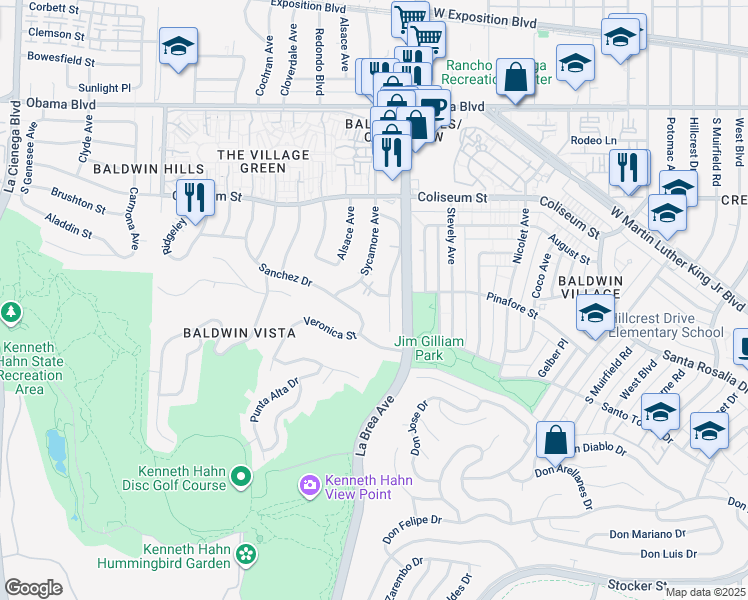 map of restaurants, bars, coffee shops, grocery stores, and more near 5116 Orange Place in Los Angeles