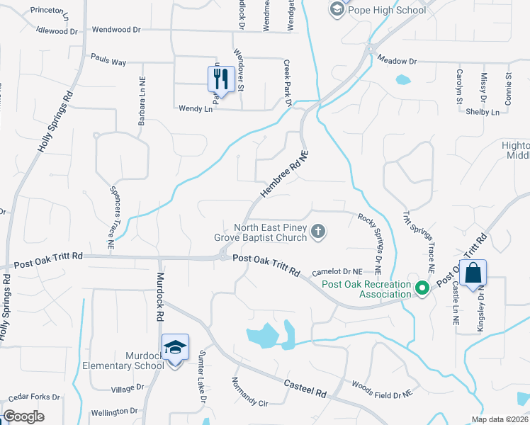 map of restaurants, bars, coffee shops, grocery stores, and more near 3228 Harvest Way in Marietta