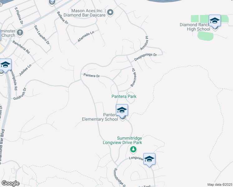 map of restaurants, bars, coffee shops, grocery stores, and more near 715 Pantera Drive in Diamond Bar